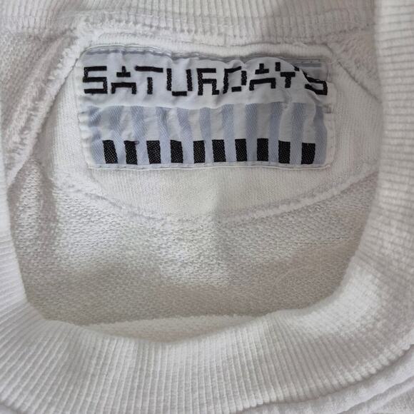 Vtg 80s Saturdays San Francisco White Sweatshirt Embroidered Logo Womens L - Picture 4 of 6